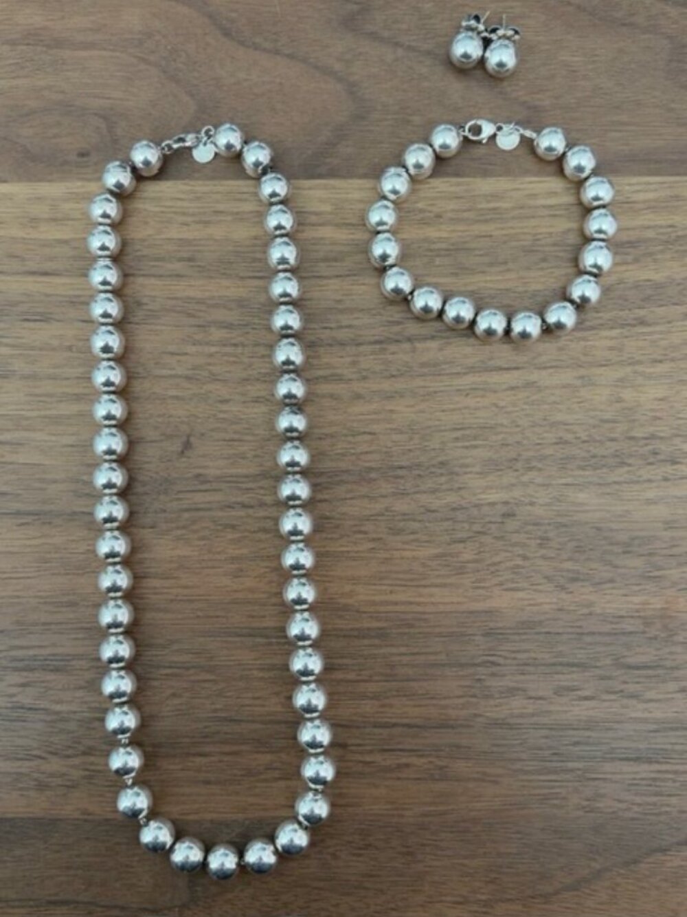 Tiffany & Co. Sterling Silver Graduated Ball Necklace Bracelet Earrings Set